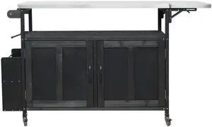 Foldable Outdoor Kitchen Island Patio Mobile Kitchen Cart Portable Outdoor Cooking Island with Lockable Wheels, Storage Cabinet and Towel Rack for Patio and Outdoor, Black Foldable Outdoor Kitchen Island Patio Mobile Kitchen Cart Portable Outdoor Cooking Island with Lockable Wheels, Storage Cabinet and Towel Rack for Patio and Outdoor, Black