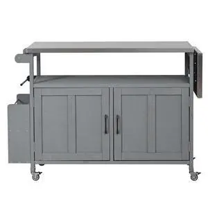Foldable Outdoor Kitchen Island Patio Mobile Kitchen Cart Portable Outdoor Cooking Island with Lockable Wheels, Storage Cabinet and Towel Rack for Patio and Outdoor, Grey Foldable Outdoor Kitchen Island Patio Mobile Kitchen Cart Portable Outdoor Cooking Island with Lockable Wheels, Storage Cabinet and Towel Rack for Patio and Outdoor, Grey