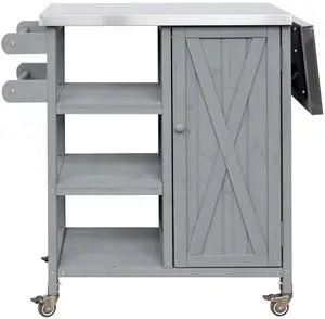 Foldable Outdoor Kitchen Island Patio Kitchen Island Outdoor Kitchen Cart Portable Prep Station with Lockable Wheels, Storage Cabinet and Towel Rack for Patio and Outdoor, Grey Foldable Outdoor Kitchen Island Patio Kitchen Island Outdoor Kitchen Cart Portable Prep Station with Lockable Wheels, Storage Cabinet and Towel Rack for Patio and Outdoor, Grey