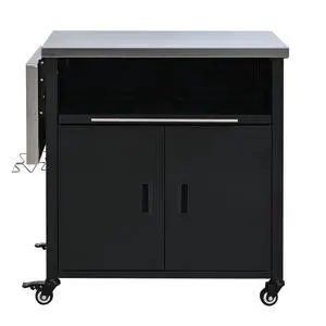 Foldable Outdoor Prep Station BBQ Cart Patio Dining Cart Foldable Outdoor Kitchen Island Grill Cart with Trash Rack, Foldable Top and Storage Space for Backyard, Patio, Black Foldable Outdoor Prep Station BBQ Cart Patio Dining Cart Foldable Outdoor Kitchen Island Grill Cart with Trash Rack, Foldable Top and Storage Space for Backyard, Patio, Black