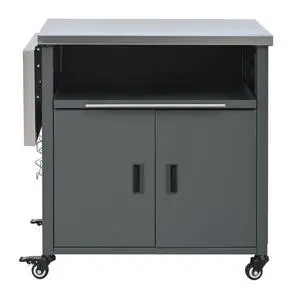 Foldable Outdoor Prep Station BBQ Cart Patio Dining Cart Foldable Outdoor Kitchen Island Grill Cart with Trash Rack, Foldable Top and Storage Space for Backyard, Patio, Gray Foldable Outdoor Prep Station BBQ Cart Patio Dining Cart Foldable Outdoor Kitchen Island Grill Cart with Trash Rack, Foldable Top and Storage Space for Backyard, Patio, Gray