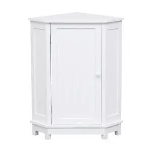 White Bathroom Cabinet Triangle Corner Storage Cabinet with Adjustable Shelf Modern Style MDF Board (Old SKU:WF291477AAK) White Bathroom Cabinet Triangle Corner Storage Cabinet with Adjustable Shelf Modern Style MDF Board (Old SKU:WF291477AAK)
