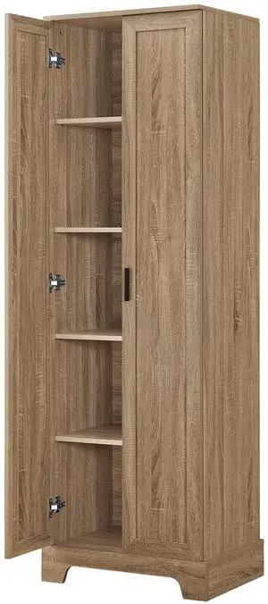 Storage Cabinet with Two Doors for Bathroom, Office, Adjustable Shelf, MDF Board, Brown (Old Sku:N725P181207D/WF302824AAD) Storage Cabinet with Two Doors for Bathroom, Office, Adjustable Shelf, MDF Board, Brown (Old Sku:N725P181207D/WF302824AAD)