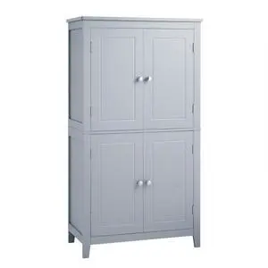 Elegant Bathroom Floor Storage Cabinet, Bathroom Storage Unit, Freestanding Cabinet with 4 Doors, Adjustable Shelves, Adaptable Shelves, Grey Elegant Bathroom Floor Storage Cabinet, Bathroom Storage Unit, Freestanding Cabinet with 4 Doors, Adjustable Shelves, Adaptable Shelves, Grey