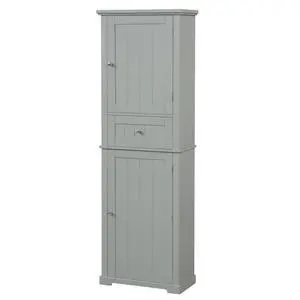 Tall Bathroom Storage Cabinet, Freestanding Storage Cabinet with Drawer and Adjustable Shelf, MDF Board with Painted Finish, Grey (Old Sku:WF312727AAE) Tall Bathroom Storage Cabinet, Freestanding Storage Cabinet with Drawer and Adjustable Shelf, MDF Board with Painted Finish, Grey (Old Sku:WF312727AAE)
