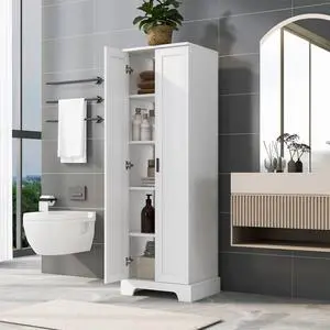 Storage Cabinet with Two Doors for Bathroom, Office, Adjustable Shelf, MDF Board, White (Old Sku:N725P181207K/WF302824AAK) Storage Cabinet with Two Doors for Bathroom, Office, Adjustable Shelf, MDF Board, White (Old Sku:N725P181207K/WF302824AAK)