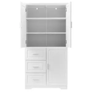 Tall and Wide Storage Cabinet with Doors for Bathroom/Office, Three Drawers, White(Old SKU: N725P331357K/WF299285AAK) Tall and Wide Storage Cabinet with Doors for Bathroom/Office, Three Drawers, White(Old SKU: N725P331357K/WF299285AAK)
