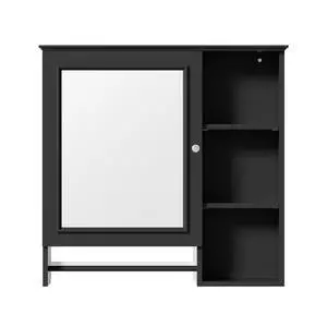 Wall Mounted Bathroom Storage Cabinet, Medicine Cabinets with large mirror door, adjustable shelves and three open storage levels(Not Include Bathroom Vanity ) Wall Mounted Bathroom Storage Cabinet, Medicine Cabinets with large mirror door, adjustable shelves and three open storage levels(Not Include Bathroom Vanity )