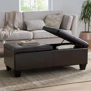 Upholstered PU Leather Storage Ottoman - DBL TOP (old sku N757P254559B) Upholstered PU Leather Storage Ottoman - DBL TOP (old sku N757P254559B)