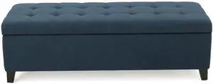 Upholstered Storage Ottoman Bench, Entryway Bench, End of Bed Bench, Ottoman Foot Rest for Bedroom, Navy Blue, 300lbs Upholstered Storage Ottoman Bench, Entryway Bench, End of Bed Bench, Ottoman Foot Rest for Bedroom, Navy Blue, 300lbs