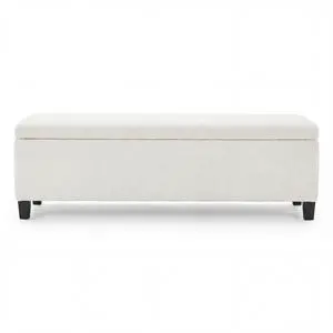 Indoor Textured Boucle White Storage Ottoman Bench - 50.98''L Upholstered Entryway Bench with Hidden Storage, 300lbs Weight Capacity for Living Room, Bedroom & Hallway Indoor Textured Boucle White Storage Ottoman Bench - 50.98''L Upholstered Entryway Bench with Hidden Storage, 300lbs Weight Capacity for Living Room, Bedroom & Hallway