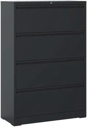 Lateral File Cabinet 4 Drawer, Black Filing Cabinet with Lock, Lockable File Cabinet for Home Office, Locking Metal File Cabinet for Legal/Letter/A4/F4 Size Lateral File Cabinet 4 Drawer, Black Filing Cabinet with Lock, Lockable File Cabinet for Home Office, Locking Metal File Cabinet for Legal/Letter/A4/F4 Size