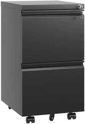 2 Drawer Metal Mobile File Cabinet, Rolling File Cabinet with Lock for Hanging Legal/Letter/A4 Size,Fully Assembled Except Wheels 2 Drawer Metal Mobile File Cabinet, Rolling File Cabinet with Lock for Hanging Legal/Letter/A4 Size,Fully Assembled Except Wheels