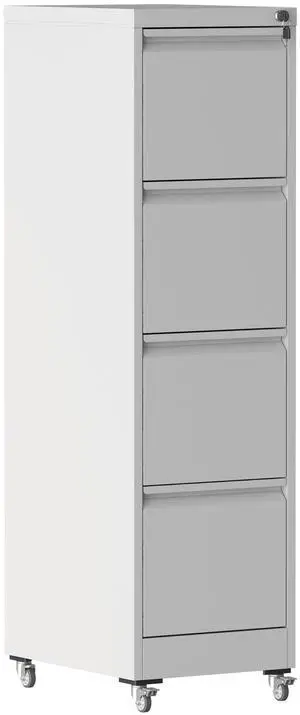 4 Drawer Metal Locking Vertical File Cabinet on Wheels Heavy-Duty Lockable Cabinet for Home & Office, Black, 17.71"D*15.16"W*52.28"H,White 4 Drawer Metal Locking Vertical File Cabinet on Wheels Heavy-Duty Lockable Cabinet for Home & Office, Black, 17.71"D*15.16"W*52.28"H,White