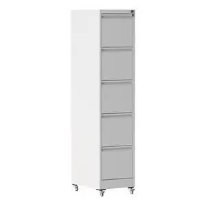 5 Drawer Metal Vertical File Cabinet with Lock on Wheels for Home Office,Heavy Duty Metal Storage Cabinet for A4/Letter/Legal Size Files, White, 17.71"D*15.16"W*64.17"H 5 Drawer Metal Vertical File Cabinet with Lock on Wheels for Home Office,Heavy Duty Metal Storage Cabinet for A4/Letter/Legal Size Files, White, 17.71"D*15.16"W*64.17"H