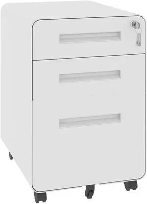 3-Drawer Wide Mobile File Cabinet with Lock, All-Steel Metal Storage Cabinet on Casters, for Home & Office,White, Fully Assembled, Holds A4/Letter Files, 110lbs/Drawer 3-Drawer Wide Mobile File Cabinet with Lock, All-Steel Metal Storage Cabinet on Casters, for Home & Office,White, Fully Assembled, Holds A4/Letter Files, 110lbs/Drawer