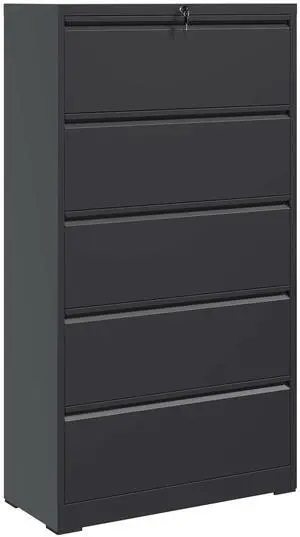 5 Drawer Metal Lateral File Cabinet , Black Filing Cabinet with Lock, Lockable File Cabinet for Home Office, Locking Metal File Cabinet for Legal/Letter/A4/F4 Size 5 Drawer Metal Lateral File Cabinet , Black Filing Cabinet with Lock, Lockable File Cabinet for Home Office, Locking Metal File Cabinet for Legal/Letter/A4/F4 Size