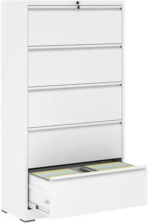 5 Drawer Metal Lateral File Cabinet , White Filing Cabinet with Lock, Lockable File Cabinet for Home Office, Locking Metal File Cabinet for Legal/Letter/A4/F4 Size 5 Drawer Metal Lateral File Cabinet , White Filing Cabinet with Lock, Lockable File Cabinet for Home Office, Locking Metal File Cabinet for Legal/Letter/A4/F4 Size