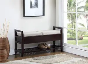 Vannes Espresso Storage Shoe Bench Vannes Espresso Storage Shoe Bench