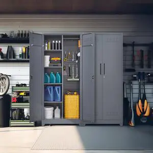 Gray And White Color Metal Lockers, Cleaning Tool Cabinets With Locking Doors, High Broom Tool Storage Cabinets, Adjustable Shelves, Large Cabinets For Kitchens, Offices, Shops.(72.8 Inches) Gray And White Color Metal Lockers, Cleaning Tool Cabinets With Locking Doors, High Broom Tool Storage Cabinets, Adjustable Shelves, Large Cabinets For Kitchens, Offices, Shops.(72.8 Inches)