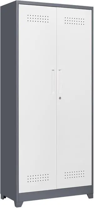 Gray Metal Lockers, Cleaning Tool Cabinets With Locking Doors, High Broom Tool Storage Cabinets, Adjustable Shelves, Large Cabinets For Kitchens, Offices, Shops.(72 Inches) Gray Metal Lockers, Cleaning Tool Cabinets With Locking Doors, High Broom Tool Storage Cabinets, Adjustable Shelves, Large Cabinets For Kitchens, Offices, Shops.(72 Inches)