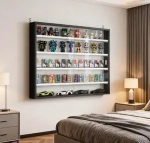 Black Wall-Mounted Display Case with Large Capacity,Clear Door for a Stunning Collectible Showcase Black Wall-Mounted Display Case with Large Capacity,Clear Door for a Stunning Collectible Showcase