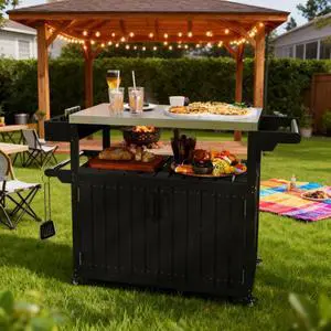 Outdoor Bar Table Top,Outdoor Bar Cart with Storage,Wheeled Kitchen Island for Food Prep Outdoor Bar Table Top,Outdoor Bar Cart with Storage,Wheeled Kitchen Island for Food Prep