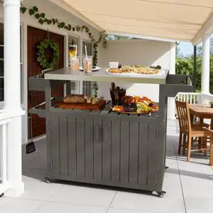 Convenient Outdoor Table Top,Outdoor Bar Cart with Storage,Wheeled Kitchen Island for Food Prep Convenient Outdoor Table Top,Outdoor Bar Cart with Storage,Wheeled Kitchen Island for Food Prep