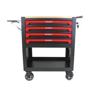 4 DRAWERS MULTIFUNCTIONAL TOOL CART WITH WHEELS AND WOODEN TOP 4 DRAWERS MULTIFUNCTIONAL TOOL CART WITH WHEELS AND WOODEN TOP