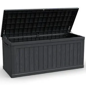 260 Gallon Large Outdoor Storage XXL Deck Box for Patio Furniture, Outdoor Cushions, Garden Tools and Sports/Pools Equipment, Waterproof Resin, Lockable, Black 260 Gallon Large Outdoor Storage XXL Deck Box for Patio Furniture, Outdoor Cushions, Garden Tools and Sports/Pools Equipment, Waterproof Resin, Lockable, Black