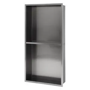 13" x 25" Stainless Steel Shower Niche Double Shelf, Gunmetal Black 13" x 25" Stainless Steel Shower Niche Double Shelf, Gunmetal Black