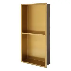 13" x 25" Stainless Steel Shower Niche Double Shelf, Gold 13" x 25" Stainless Steel Shower Niche Double Shelf, Gold