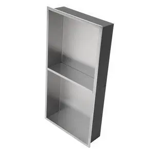 13" x 25" Stainless Steel Shower Niche Double Shelf, Brushed Nickel 13" x 25" Stainless Steel Shower Niche Double Shelf, Brushed Nickel