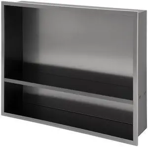 19" x 15" Stainless Steel Shower Niche Double Shelf, Gunmetal Black 19" x 15" Stainless Steel Shower Niche Double Shelf, Gunmetal Black