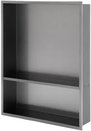 21" x 17" Stainless Steel Shower Niche Double Shelf, Gunmetal Black 21" x 17" Stainless Steel Shower Niche Double Shelf, Gunmetal Black