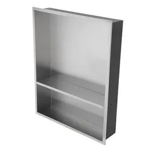 21" x 17" Stainless Steel Shower Niche Double Shelf, Brushed Nickel 21" x 17" Stainless Steel Shower Niche Double Shelf, Brushed Nickel