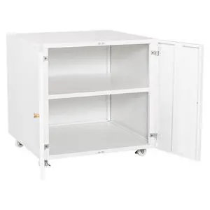 White Mobile Metal Printer Stand with Storage, Printer Table with Door & Adjustable Shelf, Rolling File Cabinet for Home Office White Mobile Metal Printer Stand with Storage, Printer Table with Door & Adjustable Shelf, Rolling File Cabinet for Home Office