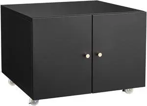 Black Metal Double-Door Printer Cabinet with 360° Lockable Casters, Adjustable Shelves, Waterproof Storage Cabinet for Office / Home / Garage Black Metal Double-Door Printer Cabinet with 360° Lockable Casters, Adjustable Shelves, Waterproof Storage Cabinet for Office / Home / Garage