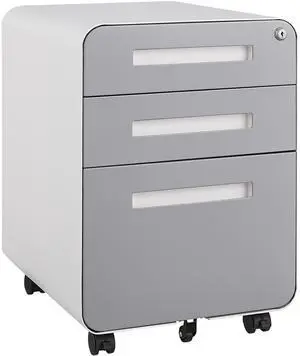 White 3 Drawer Mobile Under Desk File Cabinet, Simple Versatile Storage Cabinet for Legal, Letter & A4 Files, 5-Wheel Anti-Tipping, Cold Rolled Steel, Waterproof & Moisture-Proof White 3 Drawer Mobile Under Desk File Cabinet, Simple Versatile Storage Cabinet for Legal, Letter & A4 Files, 5-Wheel Anti-Tipping, Cold Rolled Steel, Waterproof & Moisture-Proof