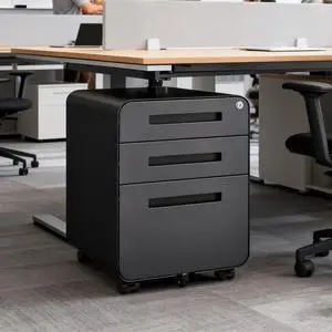 Rounded 3 drawer mobile filing cabinet, simple style multifunctional legal/letter/A4 file storage cabinet, 5-wheel design with anti tilt cold-rolled steel material Rounded 3 drawer mobile filing cabinet, simple style multifunctional legal/letter/A4 file storage cabinet, 5-wheel design with anti tilt cold-rolled steel material