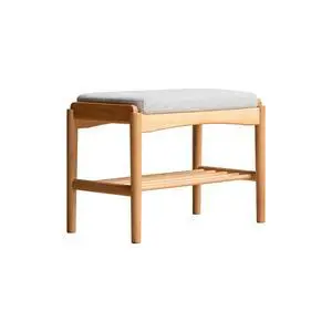 (Beige) Natural Solid Wood Shoe Bench, Mid-Century Modern Storage Bench with High Rebound Sponge Cushion for Entryway and Living Spaces (Beige) Natural Solid Wood Shoe Bench, Mid-Century Modern Storage Bench with High Rebound Sponge Cushion for Entryway and Living Spaces