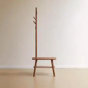 (Natural Color) Natural Solid Wood Shoe Stool With Cloth Hanger, Mid-Century Modern Storage Bench with High Rebound Sponge Cushion for Entryway and Living Spaces (Natural Color) Natural Solid Wood Shoe Stool With Cloth Hanger, Mid-Century Modern Storage Bench with High Rebound Sponge Cushion for Entryway and Living Spaces