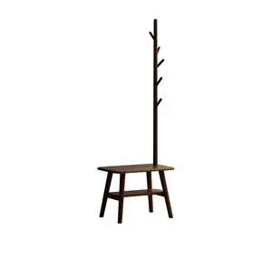 (Walnut Color) Natural Solid Wood Shoe Stool With Cloth Hanger, Mid-Century Modern Storage Bench with High Rebound Sponge Cushion for Entryway and Living Spaces (Walnut Color) Natural Solid Wood Shoe Stool With Cloth Hanger, Mid-Century Modern Storage Bench with High Rebound Sponge Cushion for Entryway and Living Spaces