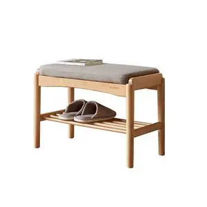 (Gray) Natural Solid Wood Shoe Bench, Mid-Century Modern Storage Bench with High Rebound Sponge Cushion for Entryway and Living Spaces (Gray) Natural Solid Wood Shoe Bench, Mid-Century Modern Storage Bench with High Rebound Sponge Cushion for Entryway and Living Spaces