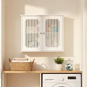 Bathroom wall-mounted cabinet, louvered double-door wall-mounted bathroom storage cabinet, practical medicine cabinet, household wall storage cabinet, white. Bathroom wall-mounted cabinet, louvered double-door wall-mounted bathroom storage cabinet, practical medicine cabinet, household wall storage cabinet, white.