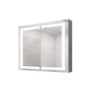36 x 30 inch Medicine Cabinet with LED Vanity Mirror, Anti-Fog, Recessed or Surface Mount, Waterproof, Dimmable, Aluminum 3000K~6000K Lighted Double Door Bathroom Cabinet with Touch Switch 36 x 30 inch Medicine Cabinet with LED Vanity Mirror, Anti-Fog, Recessed or Surface Mount, Waterproof, Dimmable, Aluminum 3000K~6000K Lighted Double Door Bathroom Cabinet with Touch Switch
