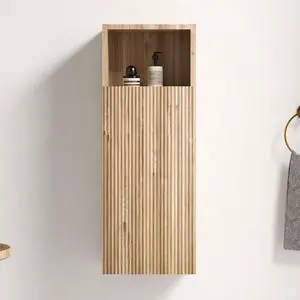 CC1014S112310 Rough Oak&Rough Oak Bathroom Floating Side Cabinet, Wall-mounted Bathroom Storage Cabinet for Small Space, KD CC1014S112310 Rough Oak&Rough Oak Bathroom Floating Side Cabinet, Wall-mounted Bathroom Storage Cabinet for Small Space, KD