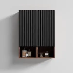 CC1014S110.309 Black & Walnut Bathroom Floating Side Cabinet, Wall-mounted Bathroom Storage Cabinet for Small Space, KD CC1014S110.309 Black & Walnut Bathroom Floating Side Cabinet, Wall-mounted Bathroom Storage Cabinet for Small Space, KD