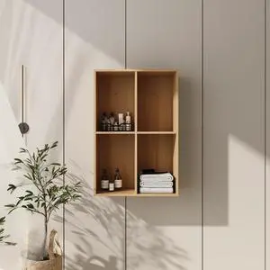 24 Inch Small Wall Mounted Storage Shelves, Suitable For Small Bathroom, Study, Storage Room, Original Oak (KD-Packing) 24 Inch Small Wall Mounted Storage Shelves, Suitable For Small Bathroom, Study, Storage Room, Original Oak (KD-Packing)