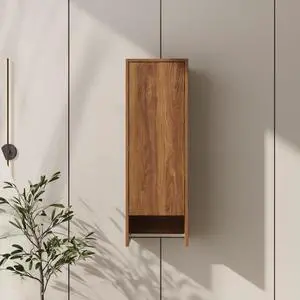 12 Inch Small Wall Mounted Side Cabinet, Soft Closing Door, Suitable For Small Bathroom, Study, Storage Room, Brown Ebony (KD-Packing) 12 Inch Small Wall Mounted Side Cabinet, Soft Closing Door, Suitable For Small Bathroom, Study, Storage Room, Brown Ebony (KD-Packing)